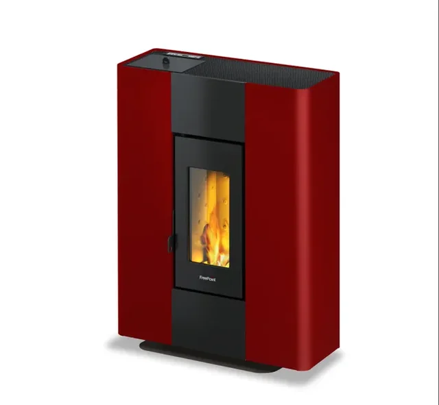 Freepoint Roxy Stand 7 T2 9 kW Poêle à granulés étanche rouge extra plat 27 cm – 9 kW