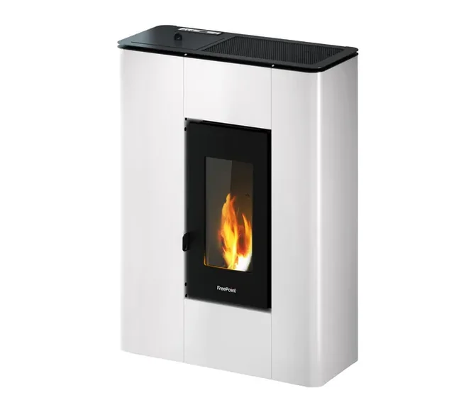 Freepoint Atrium 5 T2 9 kW Poêle à granulés étanche blanc extra plat 27 cm – 9 kW